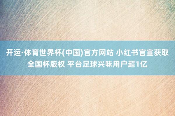 开运·体育世界杯(中国)官方网站 小红书官宣获取全国杯版权 平台足球兴味用户超1亿