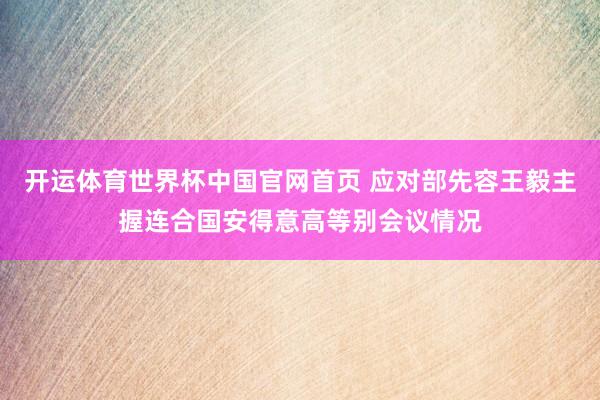 开运体育世界杯中国官网首页 应对部先容王毅主握连合国安得意高等别会议情况