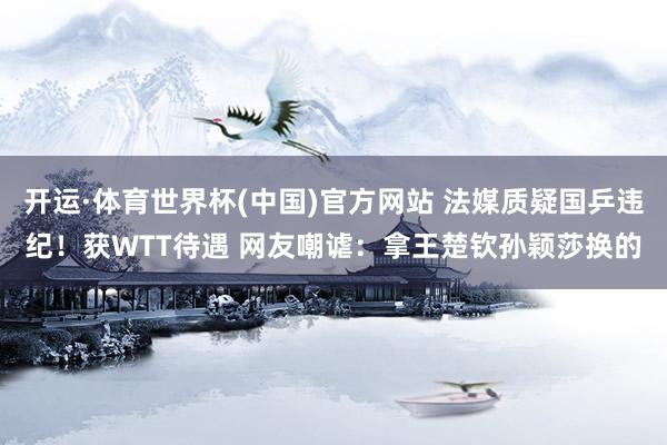 开运·体育世界杯(中国)官方网站 法媒质疑国乒违纪!获WTT待遇 网友嘲谑:拿王楚钦孙颖莎换的