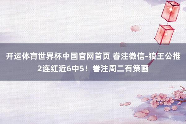 开运体育世界杯中国官网首页 眷注微信-狼王公推2连红近6中5!眷注周二有策画