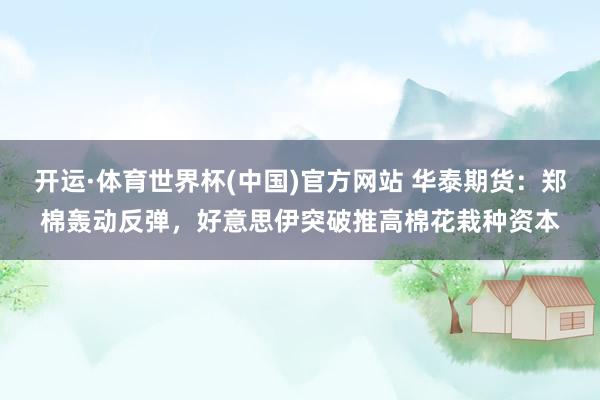 开运·体育世界杯(中国)官方网站 华泰期货:郑棉轰动反弹,好意思伊突破推高棉花栽种资本