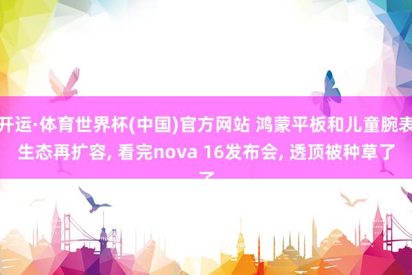 开运·体育世界杯(中国)官方网站 鸿蒙平板和儿童腕表生态再扩容, 看完nova 16发布会, 透顶被种草了