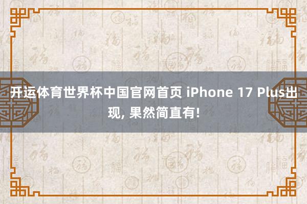 开运体育世界杯中国官网首页 iPhone 17 Plus出现, 果然简直有!