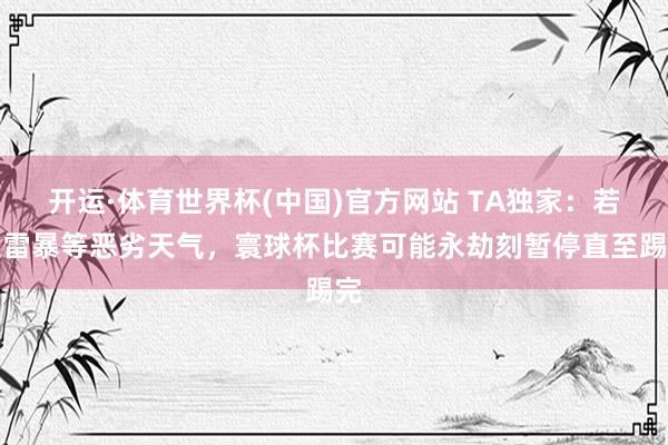开运·体育世界杯(中国)官方网站 TA独家:若遇雷暴等恶劣天气,寰球杯比赛可能永劫刻暂停直至踢完