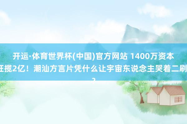 开运·体育世界杯(中国)官方网站 1400万资本狂揽2亿！潮汕方言片凭什么让宇宙东说念主哭着二刷？