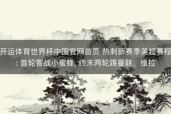 开运体育世界杯中国官网首页 热刺新赛季英超赛程: 首轮客战小蜜蜂, 终末两轮踢曼联、维拉