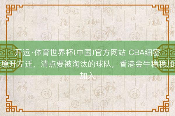 开运·体育世界杯(中国)官方网站 CBA细密复原升左迁，清点要被淘汰的球队，香港金牛稳稳加入